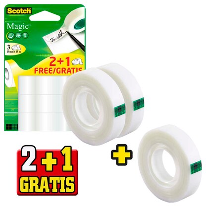 Artikelbild für 2 + 1 GRATIS: Scotch Magic™ Tape Klebefilm matt 19,0 mm x 15,0 m 2 Rollen + GRATIS 1 Rollen, Artikelnummer 751717