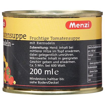 Artikelbild 4 für Menzi fruchtige Tomatensuppe mit Eiernudeln Eintopf 5x 200,0 ml, 5 St., Artikelnummer 178992