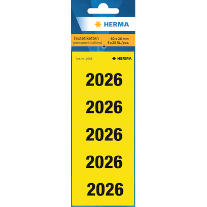 Artikelbild für HERMA Inhaltsschilder 2026 gelb, 100 St., Artikelnummer 500346
