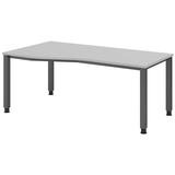 Artikelbild 1 für HAMMERBACHER QS18 höhenverstellbarer Schreibtisch lichtgrau Trapezform, 4-Fuß-Gestell grau 180,0 x 80,0/100,0 cm, Artikelnummer 101719