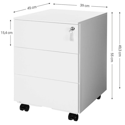 Artikelbild 5 für SONGMICS Rollcontainer weiß 3 Auszüge 39,0 x 45,0 x 55,0 cm, Artikelnummer 262499