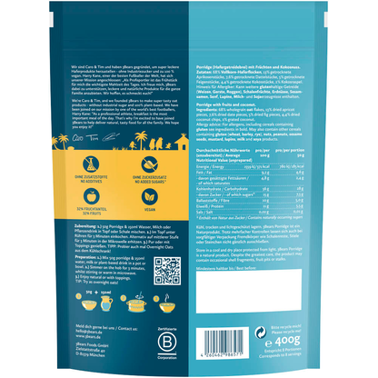 Artikelbild 2 für 3Bears Porridge - Fruchtige Kokosnuss 400,0 g, 1 St., Artikelnummer 519007