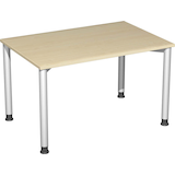 Artikelbild 1 für geramöbel Flex höhenverstellbarer Schreibtisch ahorn, silber rechteckig, 4-Fuß-Gestell silber 120,0 x 80,0 cm, Artikelnummer 879522