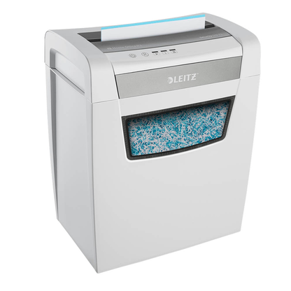 Artikelbild für LEITZ IQ Home Office Aktenvernichter mit Partikelschnitt P-4, 4 x 28 mm, bis 10 Blatt, weiß, Artikelnummer 638039