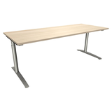 Artikelbild 1 für fm fastline höhenverstellbarer Schreibtisch akazie rechteckig, C-Fuß-Gestell Rundrohr silber 200,0 x 80,0 cm, Artikelnummer 352751