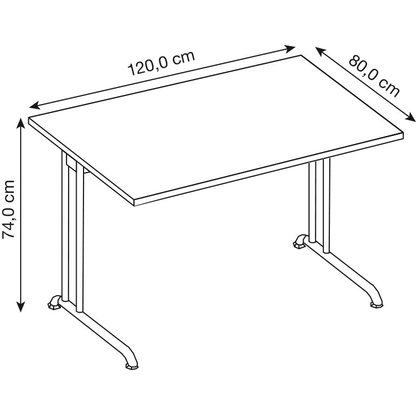 Artikelbild 2 für HAMMERBACHER Altus Schreibtisch ahorn rechteckig, C-Fuß-Gestell silber 120,0 x 80,0 cm, Artikelnummer 962506