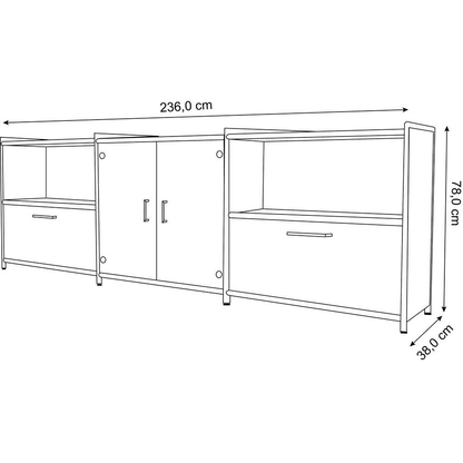 Artikelbild 2 für Kerkmann Sideboard Lago, 13791513 anthrazit 236,0 x 38,0 x 78,0 cm, 1 St., Artikelnummer 789691