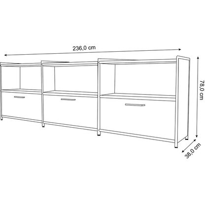 Artikelbild 2 für Kerkmann Sideboard Lago, 13799313 anthrazit 236,0 x 38,0 x 78,0 cm, 1 St., Artikelnummer 789782
