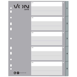 Artikelbild 1 für VON LEITZ Register DIN A4 Überbreite 1-5 grau-weiß 5-teilig, 1 Satz, Artikelnummer 635827