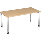 Artikelbild 1 für geramöbel Flex höhenverstellbarer Schreibtisch buche, silber rechteckig, 4-Fuß-Gestell silber 160,0 x 80,0 cm, Artikelnummer 879801