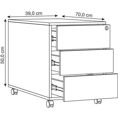 Artikelbild 2 für VCM my office Salia Rollcontainer anthrazit, honig-eiche 3 Auszüge 39,0 x 70,0 x 50,0 cm, Artikelnummer 364483