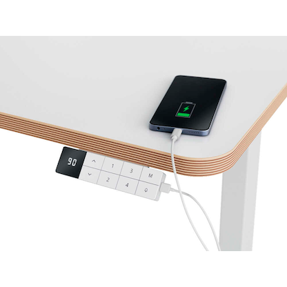 Artikelbild 7 für LEITZ Ergo höhenverstellbarer Schreibtisch weiß rechteckig abgerundet, T-Fuß-Gestell weiß 120,0 x 70,0 cm, Artikelnummer 805216