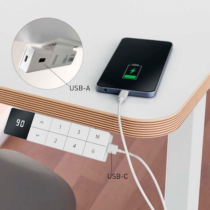 Artikelbild 8 für LEITZ Ergo höhenverstellbarer Schreibtisch weiß rechteckig abgerundet, T-Fuß-Gestell weiß 120,0 x 70,0 cm, Artikelnummer 805216