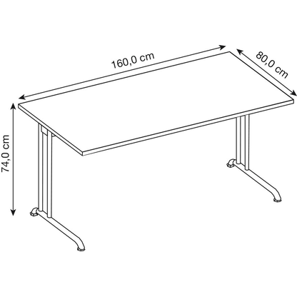 Artikelbild 2 für HAMMERBACHER Altus Schreibtisch buche rechteckig, C-Fuß-Gestell silber 160,0 x 80,0 cm, Artikelnummer 203398