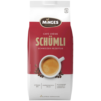 Artikelbild für MINGES CAFFÈ CREMÉ Schümli Kaffeebohnen, Arabica- und Robustabohnen mild, 1000 g, Artikelnummer 707139