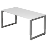 Artikelbild 1 für HAMMERBACHER RS16 höhenverstellbarer Schreibtisch weiß rechteckig, Kufen-Gestell grau 160,0 x 80,0 cm, Artikelnummer 858922