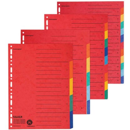 Artikelbild 2 für FALKEN Ordnerregister DIN A4 Vollformat blanko farbig 6-teilig, 1 Satz, Artikelnummer 765051