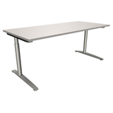Artikelbild 1 für fm fastline höhenverstellbarer Schreibtisch lichtgrau rechteckig, C-Fuß-Gestell Rundrohr silber 180,0 x 80,0 cm, Artikelnummer 352747