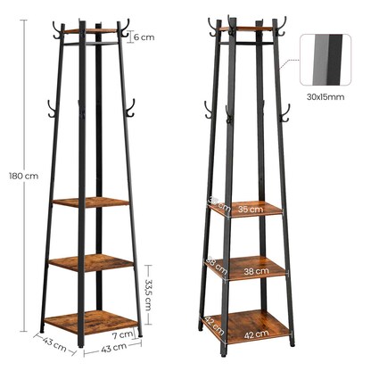 Artikelbild 10 für VASAGLE Kleiderständer LCR80X braun Metall 8 Haken 43,0 x 180,0 cm, Artikelnummer 262578
