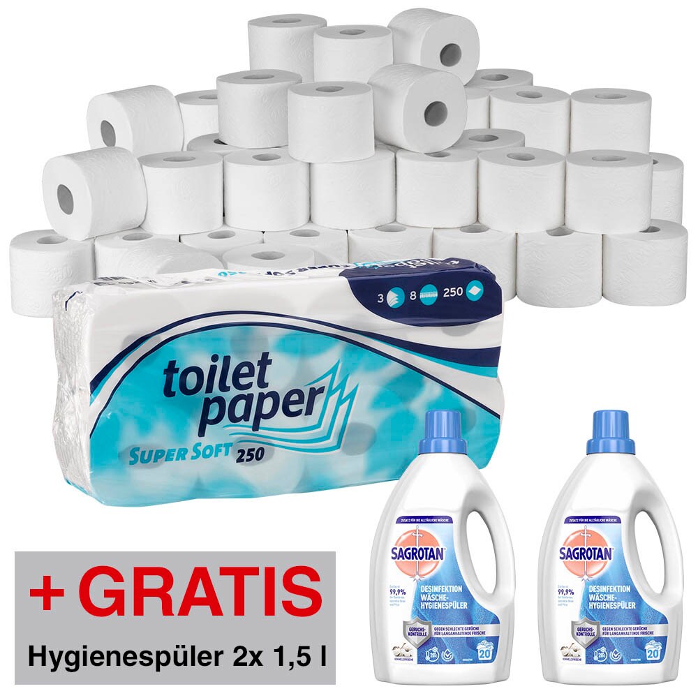 Wepa Hwe-Ptprestige Toilettenpapier – 3-lagig, 250 Blatt – 100% Zellstoff – Weich & Reißfest – Rollendurchmesser 12,5 Cm – 9,5x12 Cm Blatt