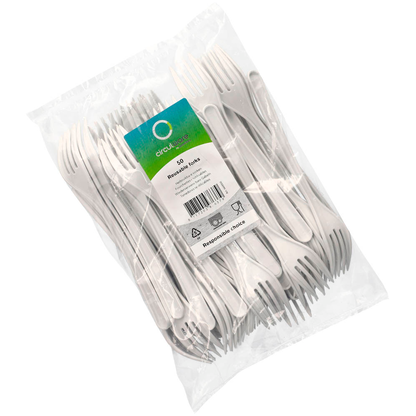 Artikelbild 2 für circulware RESBONSIBLES Mehrweg-Gabeln, Kunststoff weiß, 50 St., Artikelnummer 889143