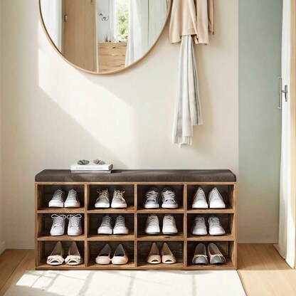 Artikelbild 3 für VASAGLE Schuhbank LHS012B01 vintagebraun, dunkelbraun Holz 104,0 cm, Artikelnummer 760159