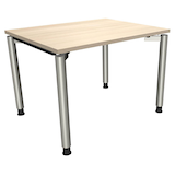 Artikelbild 1 für fm Sidney höhenverstellbarer Schreibtisch akazie rechteckig, 4-Fuß-Gestell Rundrohr silber 100,0 x 80,0 cm, Artikelnummer 352791