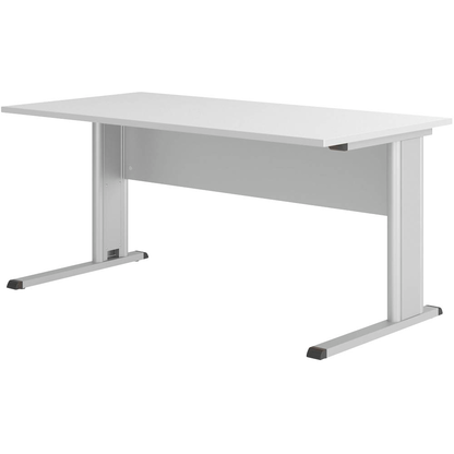 Artikelbild für HAMMERBACHER Inader Schreibtisch lichtgrau rechteckig, C-Fuß-Gestell silber 160,0 x 80,0 cm, Artikelnummer 842043