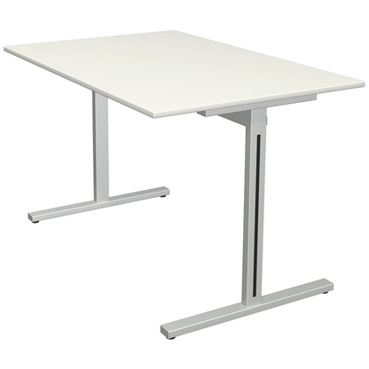 Artikelbild für Kerkmann Form 1 Schreibtisch weiß rechteckig, T-Fuß-Gestell silber 120,0 x 80,0 cm, Artikelnummer 794567
