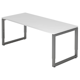 Artikelbild 1 für HAMMERBACHER RS19 höhenverstellbarer Schreibtisch weiß rechteckig, Kufen-Gestell grau 180,0 x 80,0 cm, Artikelnummer 859227
