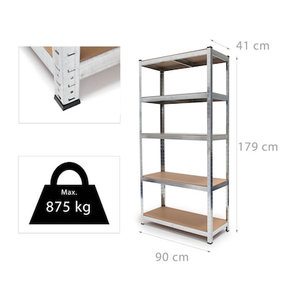 Artikelbild 2 für relaxdays Schwerlastregal 10019041_0 silber 90,0 x 41,0 x 180,0 cm, Artikelnummer 452437