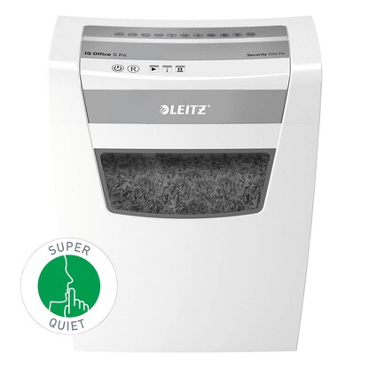 Artikelbild 6 für LEITZ IQ Office S Aktenvernichter mit Partikelschnitt P-4, 4 x 28 mm, bis 12 Blatt, weiß, Artikelnummer 201808
