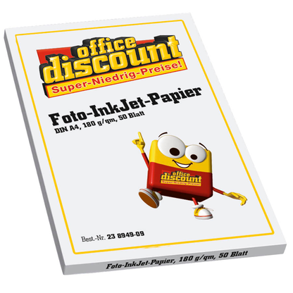 Artikelbild 2 für office discount Fotopapier InkJet foto DIN A4 glänzend 180 g/qm 50 Blatt, Artikelnummer 238949