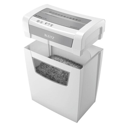 Artikelbild 4 für LEITZ IQ Office S Aktenvernichter mit Partikelschnitt P-4, 4 x 28 mm, bis 12 Blatt, weiß, Artikelnummer 201808