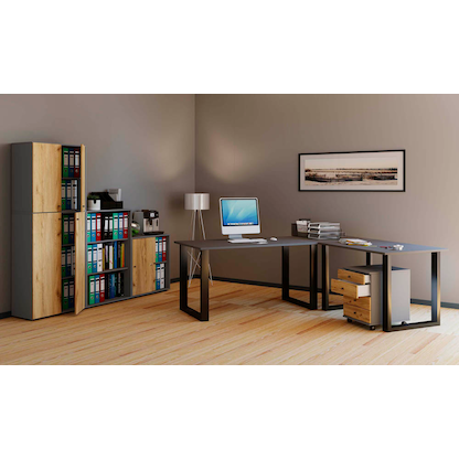 Artikelbild 5 für VCM my office Lona Rollcontainer anthrazit, honig-eiche 4 Auszüge 41,5 x 75,0 x 57,0 cm, Artikelnummer 267926