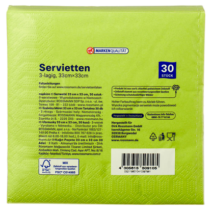 Artikelbild 5 für alouette Servietten grün 3-lagig 33,0 x 33,0 cm, 30 St., Artikelnummer 559961