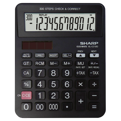 Artikelbild für SHARP EL-CC12D Taschenrechner schwarz, Artikelnummer 385249
