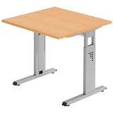 Artikelbild 1 für HAMMERBACHER OS 08 höhenverstellbarer Schreibtisch buche quadratisch, C-Fuß-Gestell silber 80,0 x 80,0 cm, Artikelnummer 656886