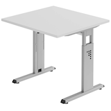 Artikelbild 1 für HAMMERBACHER OS 08 höhenverstellbarer Schreibtisch lichtgrau quadratisch, C-Fuß-Gestell silber 80,0 x 80,0 cm, Artikelnummer 656797