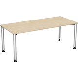 Artikelbild 1 für geramöbel Flex höhenverstellbarer Schreibtisch ahorn, silber rechteckig, 4-Fuß-Gestell silber 180,0 x 80,0 cm, Artikelnummer 882454