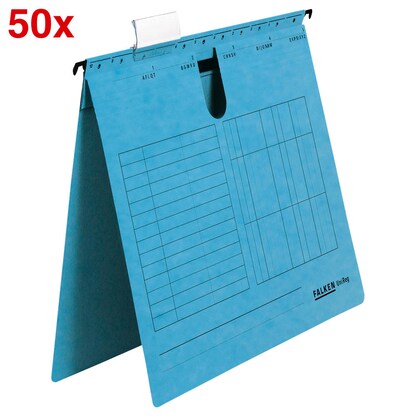 Artikelbild für AKTION: FALKEN Hängehefter UNIREG Karton blau DIN A4 1x kaufmännische Heftung, 50 St., Artikelnummer 111466