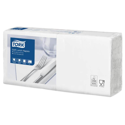 Artikelbild für TORK Servietten Soft weiß 3-lagig 32,6 x 33,0 cm, 150 St., Artikelnummer 452247