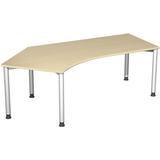 Artikelbild 1 für geramöbel Flex höhenverstellbarer Schreibtisch ahorn, silber L-Form, 5-Fuß-Gestell silber 216,6 x 113,0 cm, Artikelnummer 881742