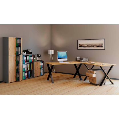 Artikelbild 6 für VCM my office Lona Rollcontainer anthrazit, honig-eiche 4 Auszüge 41,5 x 75,0 x 57,0 cm, Artikelnummer 267926