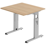 Artikelbild 1 für HAMMERBACHER OS 08 höhenverstellbarer Schreibtisch eiche quadratisch, C-Fuß-Gestell silber 80,0 x 80,0 cm, Artikelnummer 657801