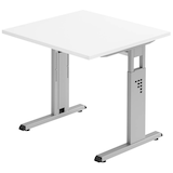 Artikelbild 1 für HAMMERBACHER OS 08 höhenverstellbarer Schreibtisch weiß quadratisch, C-Fuß-Gestell silber 80,0 x 80,0 cm, Artikelnummer 657092