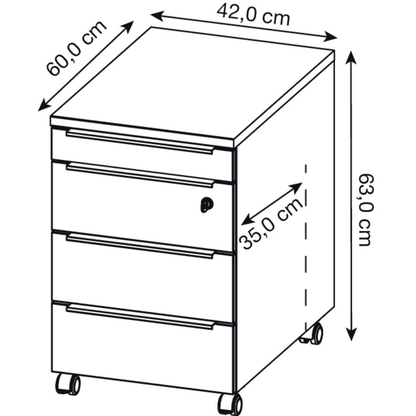 Artikelbild 2 für GERMANIA Mailand Rollcontainer weiß 4 Auszüge 42,0 x 60,0 x 63,0 cm, Artikelnummer 136099