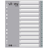 Artikelbild 1 für VON LEITZ Register DIN A4 Überbreite 1-12 grau-weiß 12-teilig, 1 Satz, Artikelnummer 635819