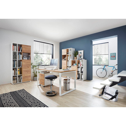 Artikelbild 4 für GERMANIA Lioni Schreibtisch weiß, eiche rechteckig, O-Fuß-Gestell weiß 158,0 x 79,0 cm, Artikelnummer 501294