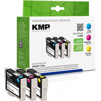 Artikelbild für KMP E130V cyan, magenta, gelb Druckerpatronen kompatibel zu EPSON T1306XL, 3er-Set, Artikelnummer 146961
